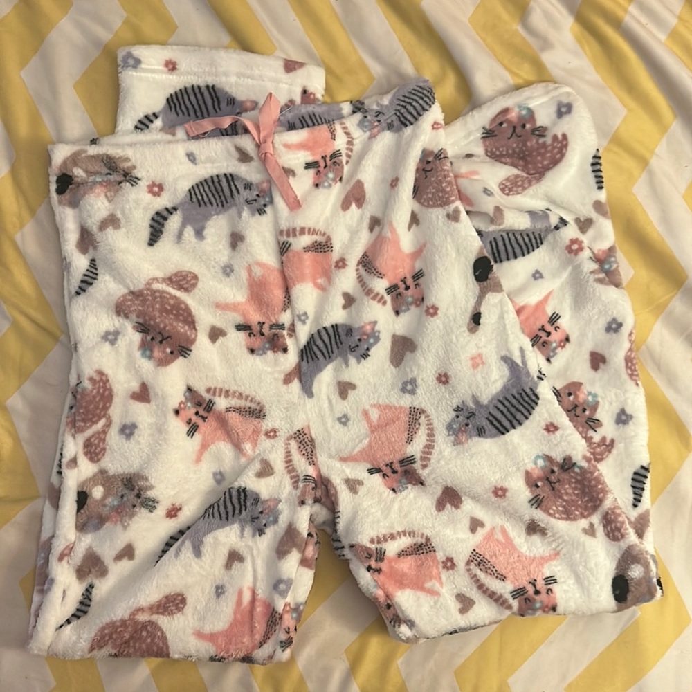 Cute fuzzy cat sleep pants